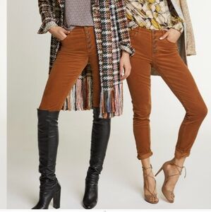 Cabi size 6-button fly skinny corduroy rust-orange color